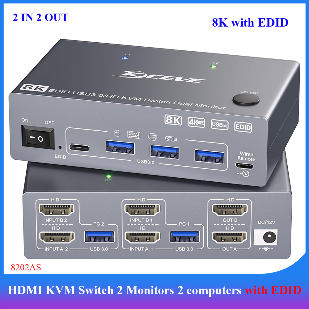 8K KVM Switch 2 Monitors 2 com - огляд і ціна Kvm Switch Dual Monitor