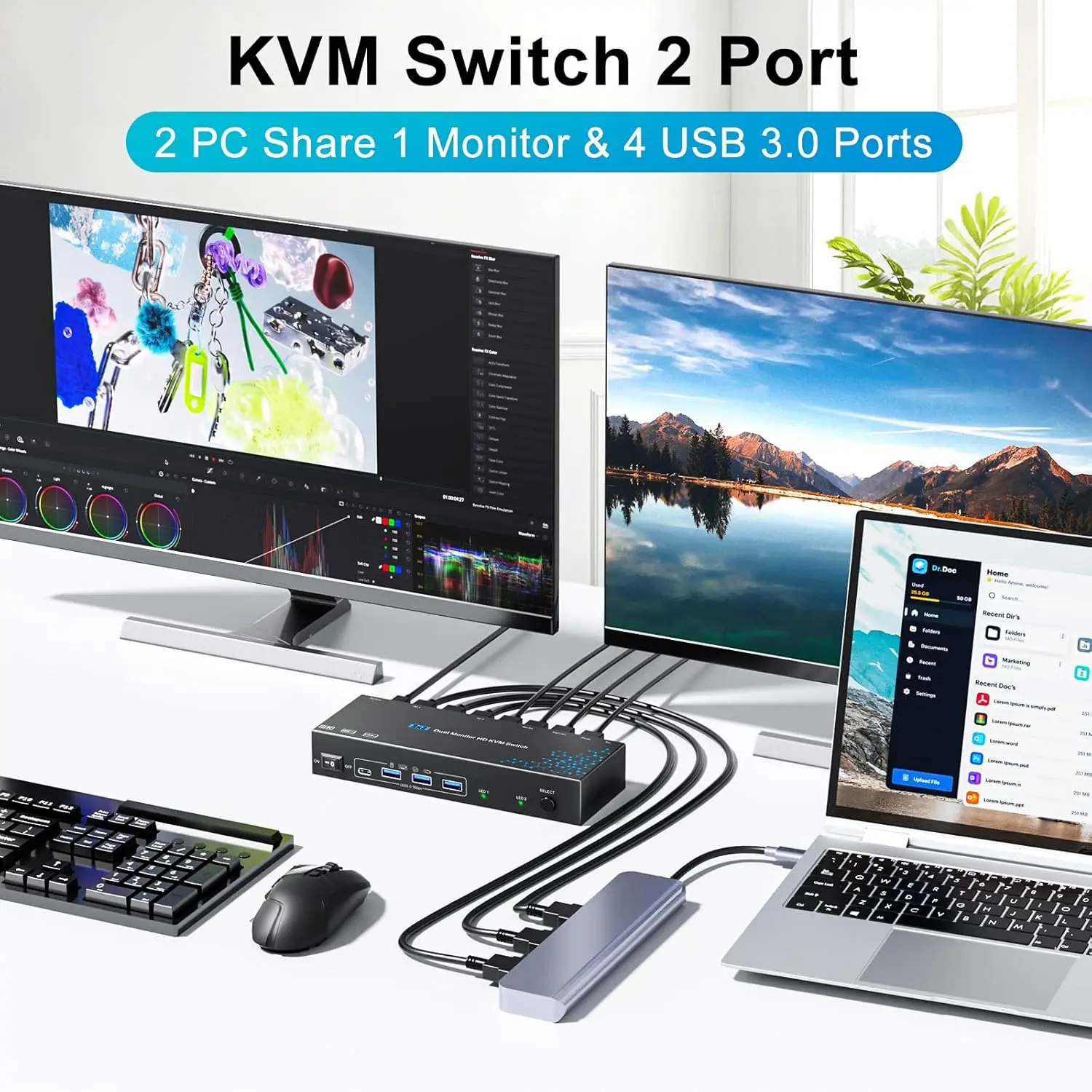 KVM Switch 2 Computers 2 Monit - огляд і ціна Kvm Switch Dual Monitor