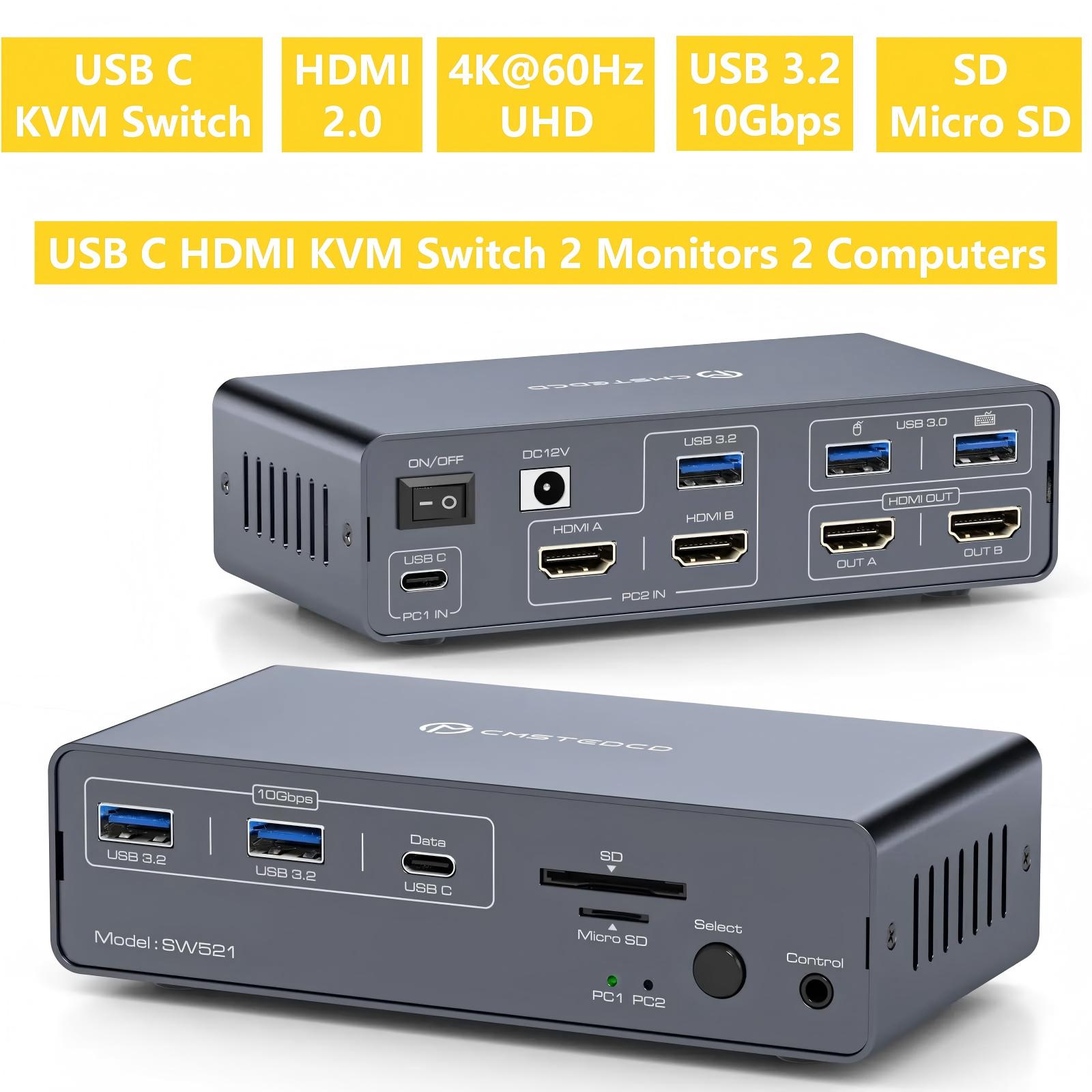 KVM Switch 2 Monitors 2 Comput - огляд і ціна Kvm Switch Dual Monitor