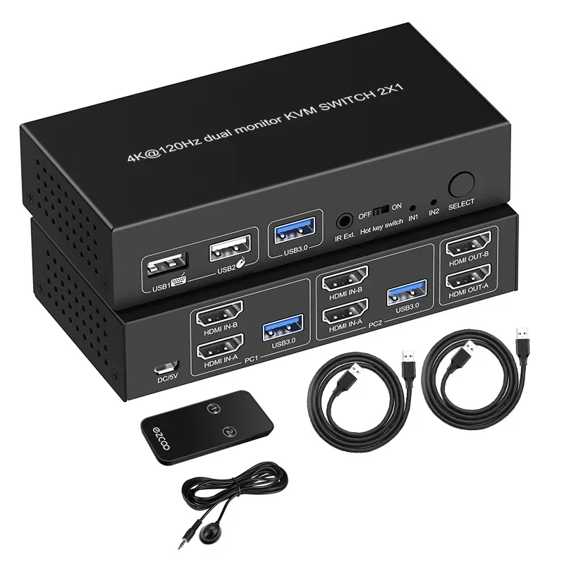 In stock 8K@60Hz 4K@120Hz HDMI - огляд і ціна Kvm Switch Dual Monitor