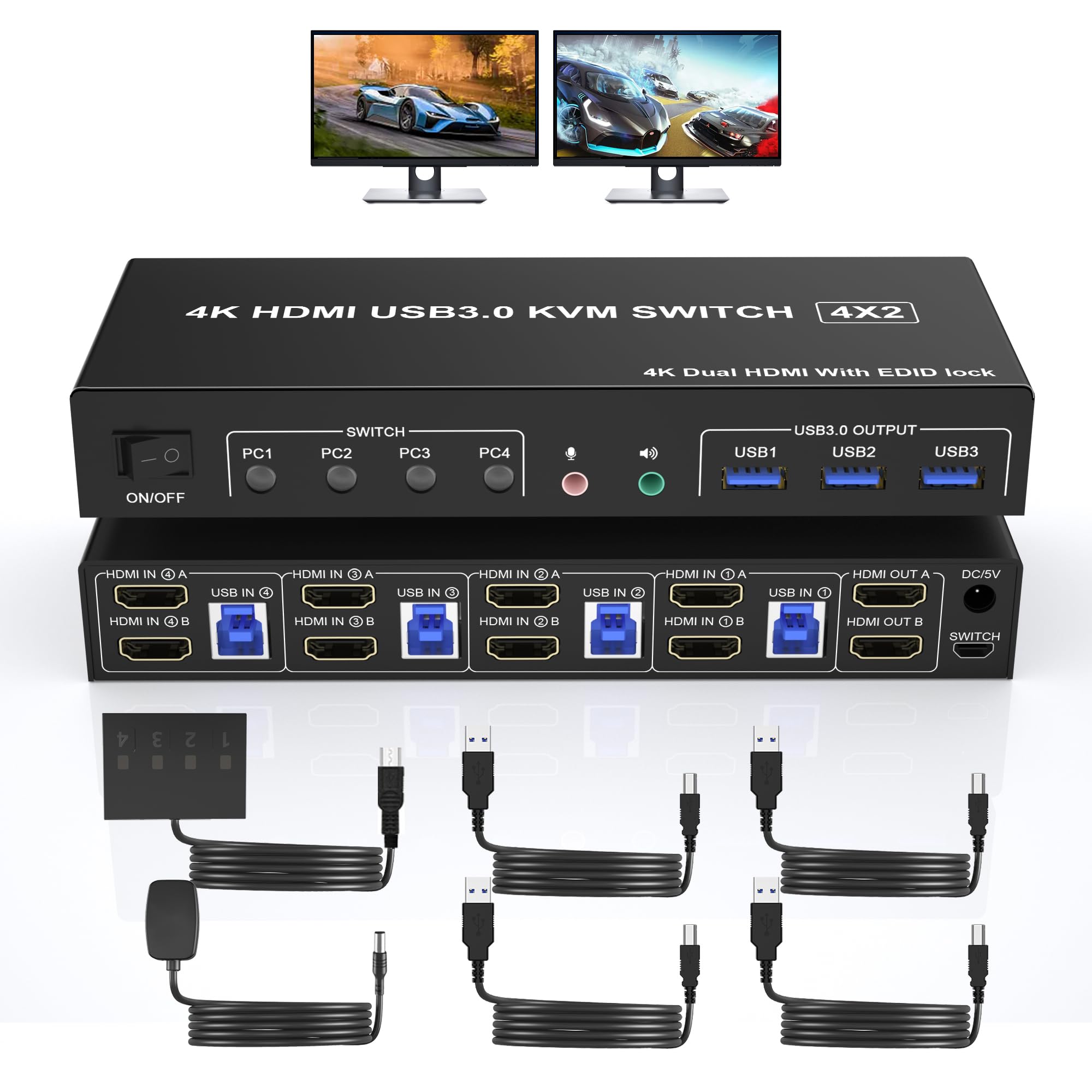 4K USB 3.0 KVM Switch HDMI Dua - огляд і ціна Kvm Switch Dual Monitor